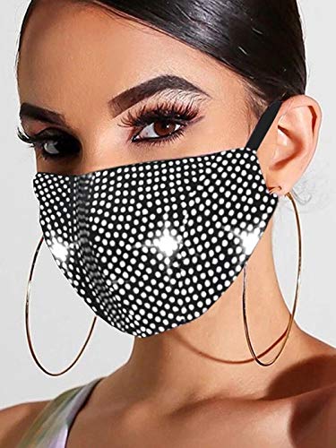 Handcess Sparkly Crystal Mesh Mask Glitter Rhinestone Masquerade Ball Party Nightclub Face Masks Halloween Genie Costume Accessory Mardi Gras Jewelry for Women (Silber) von Handcess