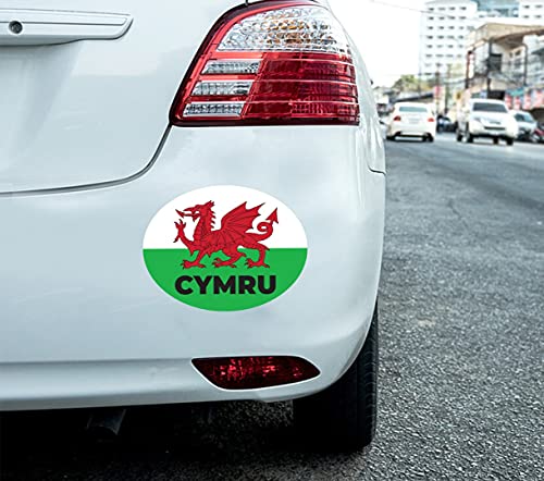 2 x Cymru Autoaufkleber Wales-Flagge, oval, selbstklebend, Vinyl, für Auto, Van, LKW von Handmade By Stukk