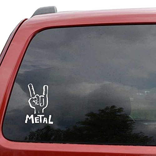 Hand Sign Rock Metal Fun Window Bumper Sticker Vinyl Decal 8.8CM x 12.7CM - White von Handmade By Stukk