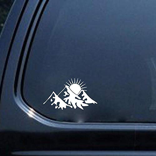 Sun Behind Mountains Hiking Fun Sticker Artistic Vinyl Decal 14.5CM x 8.5CM - White von Stukk Stickers