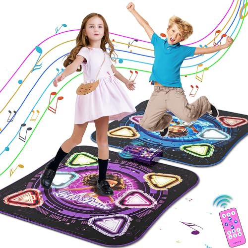 Tanzmatte Geschenk für Kinder 2 Spieler Elektronisches Tanzpad mit Kabellosem Bluetooth 5 Spielmodi, 12-Tasten Leucht-Tanzen Spielzeug Weihnachten Geburtstag Geschenke für Mädchen Jungen 3-12 Jahre von Handwell