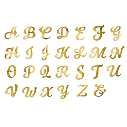 Hangsu Kuchenaufsätze, goldfarbene Alphabet-Kuchenaufsätze, verspiegelte goldene Buchstaben-Picker für Namens-Kuchendekorationen, 26 Stück von Hangsu