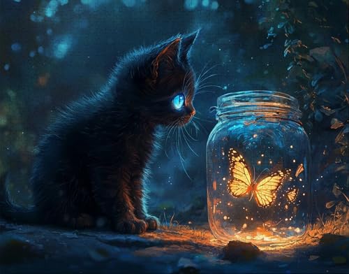 Puzzle 100 Teile Erwachsene Warmes Zuhause 28x40cm Puzzles für Erwachsene Lernspiel Herausforderungsspielzeug 100 Teilige Spiel Puzzlematte Katze, Schwarz Puzzlematte, Geschenk F-1 Puzzle 100 Teile Erwachsene Warmes Zuhause 28x40cm Puzzles für Erwachsene Lernspiel Herausforderungsspielzeug 100 Teilige Spiel Puzzlematte Katze, Schwarz Puzzlematte, Geschenk F-1 von Hanjunng