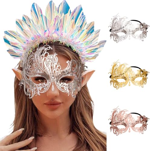 Hanraz Angebotemaskenball Damen Roségoldvenezianische Masken, Maskerade Maske Venezianischen Cosplay Fasching Verkleidung Maskenball Zubehör Karneval Mottoparty Kostüm Maske Für Frauen von Hanraz