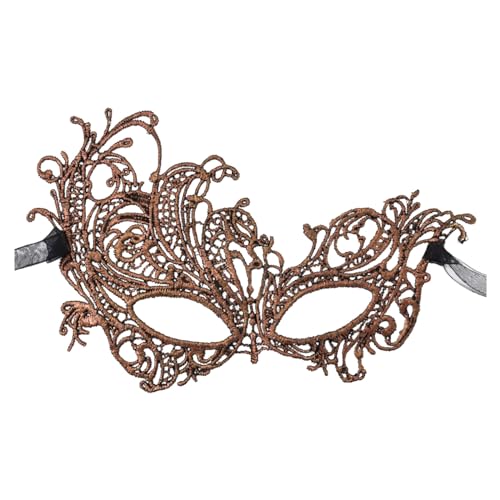 Hanraz B Ware Rückläufermaskenball Damen Bronzemasquerade Maske, Venezianische Maske Mit Seitlicher Feder Für Frauen Federmaske Masken Gesicht Verkleidung Für Maskenball Fasching Karneval Mottoparty von Hanraz