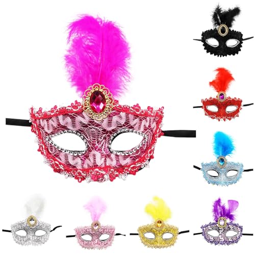 Hanraz Blitzangebotemaskenball Damen Hot Rosadamen Federmaske Maskerade Maske Frauen Venezianische Maske Gesichtsmaske Karneval Abschlussball Maske Cosplay Kostüm Augenmaske Pfau Kostüm Mit Federn von Hanraz