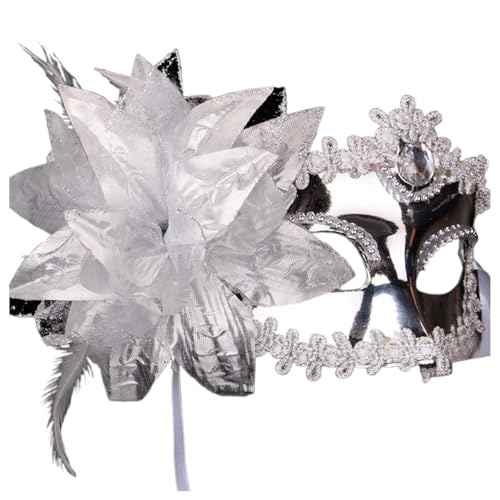 Hanraz Masken Kostüm Sexywarehouse Dealmaskenball Damen Silbermasquerade Mask, Karneval Zubehör Venezianische Masken Für Frauen Pfau Kostüm Mit Feder Maske von Hanraz