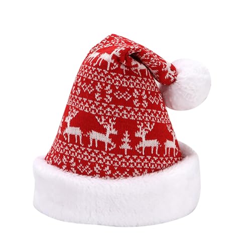 Hanraz Weihnachtsmützen Erwachsene, Baby Weihnachtsoutfit Unisex Klassischer Weihnachtsmütze Baby Weihnachtsmütze Bequemes Rote Weihnachtsmützen Weihnachtsmann Mütze Festliche Plüsche Mütze von Hanraz