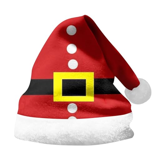 Hanraz Weihnachtsmützen Erwachsene, Weihnachts Mütze Plüsche Partys Weihnachtsmarkt Nikolausmütze Erwachsene Rote Klassischer Nikolausmütze Weihnachtsmann Kostüm Bequemes Unisex Weihnachtsmütze von Hanraz