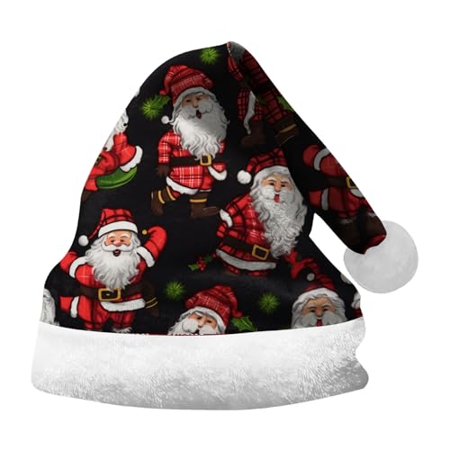 Hanraz Weihnachtsmützen Erwachsene, Weihnachtsmann Kostüm Unisex Rote Mütze Baby Weihnachtsmütze Partys Plüsche Zipfelmütze Weihnachtsmann Mütze Erwachsene Klassischer Festliche Weihnachtsoutfit von Hanraz