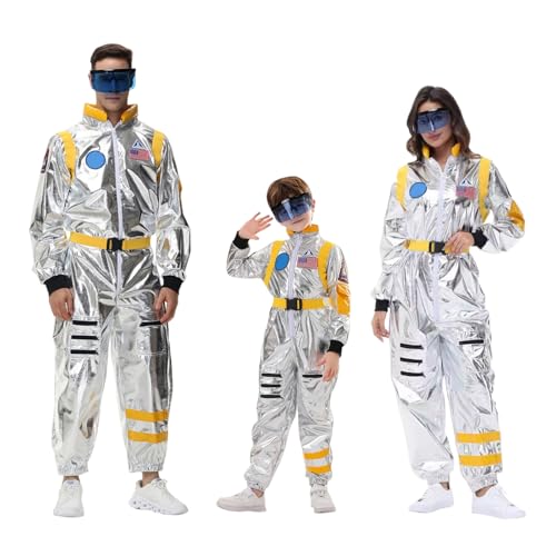 Hanraz esel kostüm kinder, meine bestellungen, Astronauten Kostüm Familie Set Silber Weltraum Kostüm Faschingskostüme Karnevalskostüme Astronaut Overall Space Kostüm für Cosplay Karneval von Hanraz