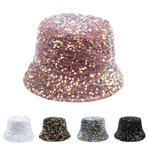 Hanraz glitzer hut herren pink, blitzangebote, Silvester Accessoires Erwachsene Unisex Faschingsmütze Pailletten Glänzende Mädchen Mütze Für Party Faschingsmütze Discokugel Performance Kostüm von Hanraz