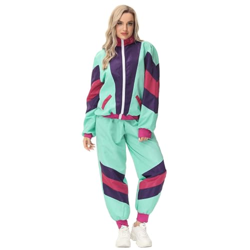 Hanraz karneval kostüm damen hippieoutlet angebote80er Jahre Outfit Damen, Trainingsanzug 80er, Lustige Kostüme 90er Outfit 80er Jahre Outfit Damen Mottoparty Kostüm 80er Jahre Kindheitshelden Kostüm von Hanraz