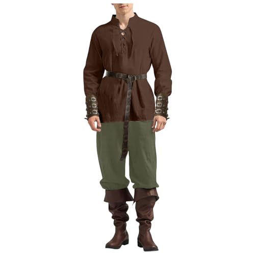 faschingskostüme herren, blitzangebote, Piratenkostüm Herren 4 Stück Renaissance Cosplay Retro Mittelalter Hose Herren Mittelalter Kleidung Herren Faschingskostüme Für Fasching Karneval von Hanraz