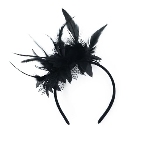 fascinator damen, federkragen schwarz schwarze, Vintage Haarbänder Schwarze,1920s Damen Feder Stirnband 20er Jahre Accessoires Pfau Kostüm Damen Haarreifen Damen Für Fasching Karneval Zubehör von Hanraz