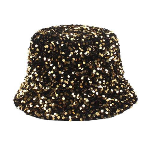 glitzer hut herren gold, karnevalskostüme damen, Silvester Accessoires Erwachsene Unisex Faschingsmütze Pailletten Glänzende Mädchen Mütze Für Party Faschingsmütze Discokugel Performance Kostüm von Hanraz