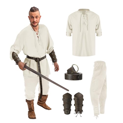 hippie kostüm herren, blitzangebote, Piratenkostüm Herren 4 Stück Vintage Cosplay Retro Zirkusdirektor Kostüm Herren Mittelalter Kleidung Herren Outfit Für Fasching Karneval von Hanraz