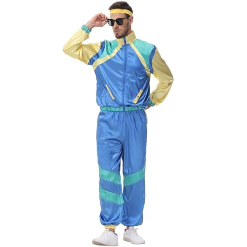 karneval kostüm damen, outlet angebote, 90er Jahre Outfit Herren, 80er Trainingsanzug, Disco Outfit Herren Lustige Kostüme Ganzkörper Kostüm 90er Outfit 90er Jahre Outfit Damen Mottoparty von Hanraz