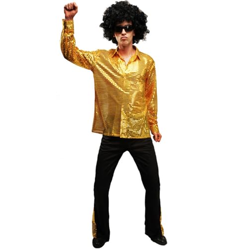 karnevalskostüme herren 80er, warehouse deal, 80er Jahre Outfit Herren 70er Schlaghose + Hippie Oberteil - Lustiges Retro Kostüm 80er Jahre Herren Bad Taste Outfit Fasching Karneval Mottoparty von Hanraz