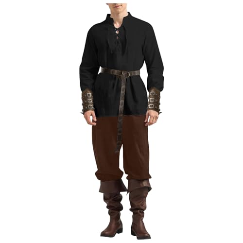 piratenkostüm herren, b ware rückläufer, Piratenkostüm Herren 4 Stück Renaissance Cosplay Retro Mittelalter Hose Herren Mittelalter Kleidung Herren Faschingskostüme Für Fasching Karneval von Hanraz