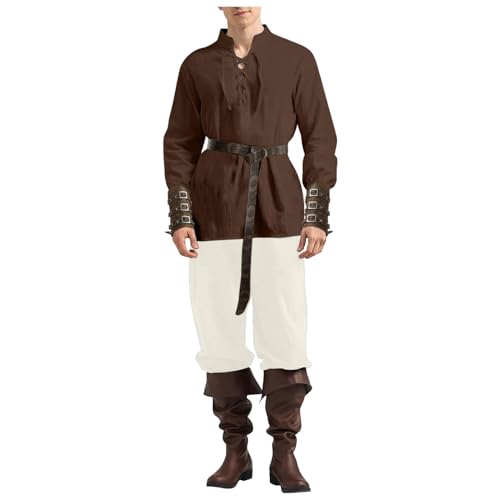 piratenkostüm herren 4xl, meine bestellungen, Piratenkostüm Herren 4 Stück Renaissance Cosplay Retro Mittelalter Hose Herren Mittelalter Kleidung Herren Faschingskostüme Für Fasching Karneval von Hanraz