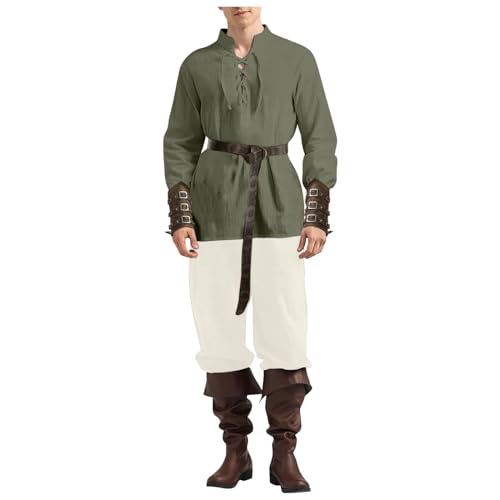 piratenkostüm herren 5xl, online shop, Piratenkostüm Herren 4 Stück Renaissance Cosplay Retro Mittelalter Hose Herren Mittelalter Kleidung Herren Faschingskostüme Für Fasching Karneval von Hanraz