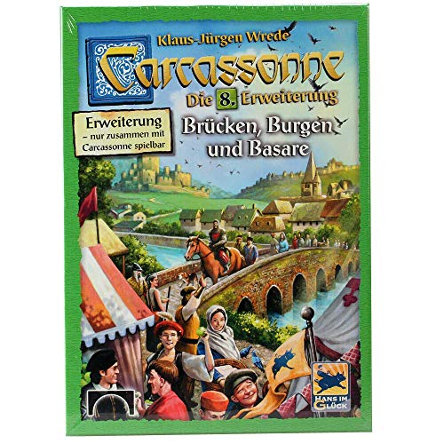 Hans im Glück, Carcassonne – Brücken, Burgen und Basare, 8. Erweiterung, Familienspiel, Brettspiel, 2-6 Spieler, Ab 7+ Jahren, 40+ Minuten, Deutsch von Hans im Glück