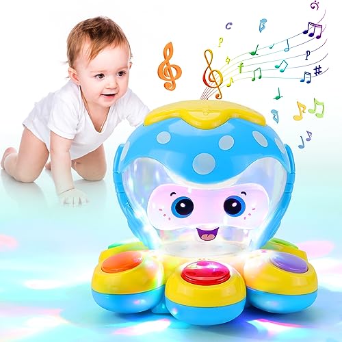 Hantehon Baby Spielzeug ab 6 Monate, Lernspielzeug für Babyspielzeug 3 8 Monate, Oktopus Kinderspielzeug mit Licht & Musik, 9-18 Monate Motorikspielzeug, Babyspielzeug ab 1 2 Jahre Mädchen Geschenk von Hantehon