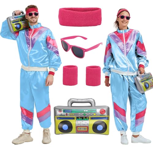 HaoVrisn Faschingskostüme Damen Karneval Kostüm Herren 80er Jahre Outfit Damen 80er Jahre Outfit Herren Faschingskostüme Männer Karneval Kostüm Damen Kostüm Damen Fasching 80er Jahre Kostüm(XL) von HaoVrisn