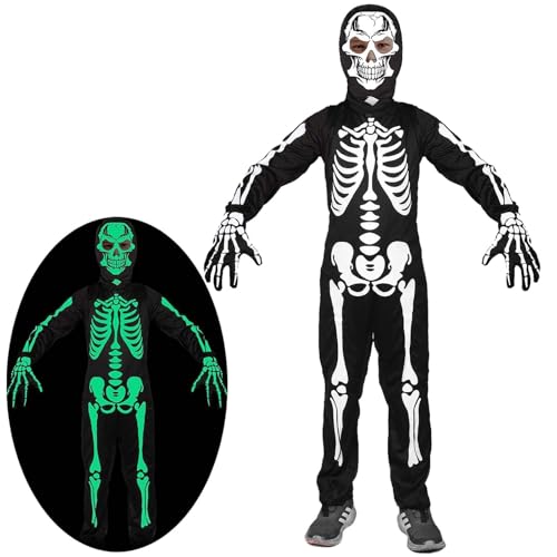 HaoVrisn Halloween Kostüm Kinder, Leuchtend Halloween Skelett Kostüme Kinder, Halloween Kostüm Jungen Glow in the Dark Halloween Scary Jumpsuit für Jungen (3-4Jahre) von HaoVrisn