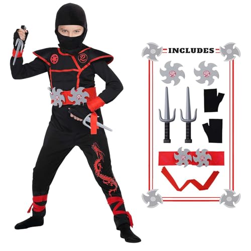 HaoVrisn Ninja Kostüm Kinder Ninjago Kostüm Kinder Jungen Faschingskostüme Kinder Jungen Karneval Kostüm Kinder Jungen Drachen Kostüm Kinder Fasching Kostüm Kinder Kostüm Ninja Kinder(120-130cm) von HaoVrisn