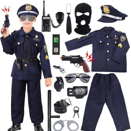 HaoVrisn Polizei Kostüm Kinder Kostüm Polizei Kinder Swat Kostüm Kinder Faschingskostüme Kinder Jungen Polizist Kostüm Kinder Karneval Kostüm Kinder Jungen with Handschellen Kinder von HaoVrisn