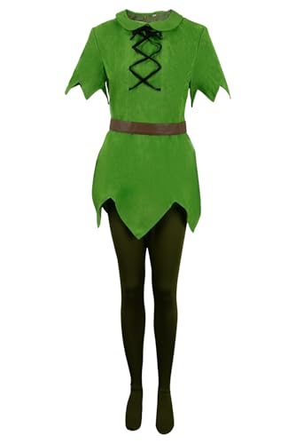 Peter Pan Kostüm Outfit Halloween Cosplay Anzug Erwachsene Frauen von Haocloth