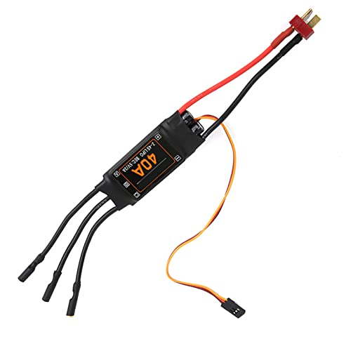 40A Bürstenloser ESC-Geschwindigkeitsregler für RC-Drohnenhubschrauber, Vom Benutzer Programmierbar, Einfach zu Hause oder Unterwegs zu Bedienen (Black) von Haofy