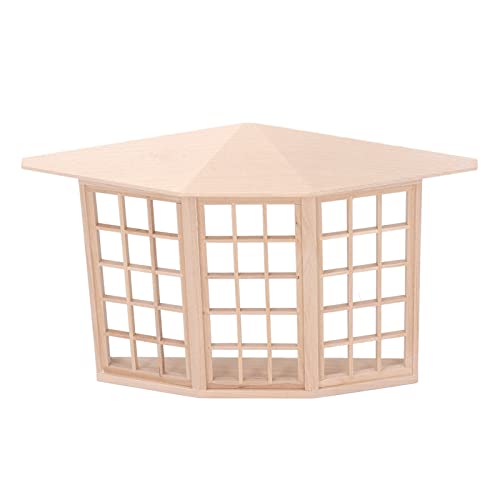 Haofy Dollhouse Bay Fenster Exquisites Birchwood Miniatur 45 Grad Ecke 3 -seitig Fenster für 1/12 Puppenhaus DIY von Haofy