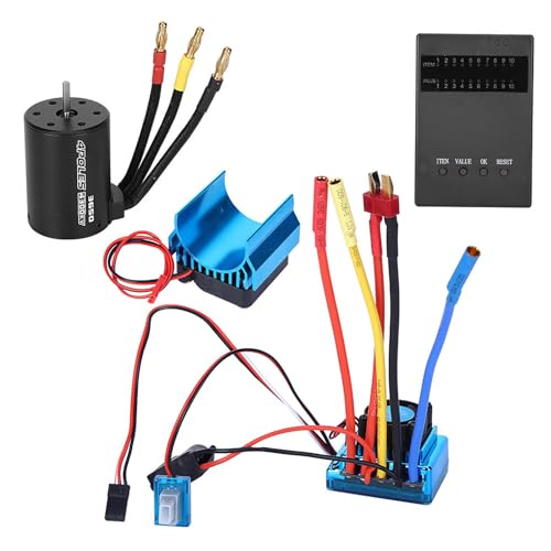 Haofy Brushless Motor and Esc, 3650 Motor 4300Kvbrushless Esc Heat Sink Program Card Set for 1/10 Rc Car, 3650 Motor Brushless Esc (120A) von Haofy