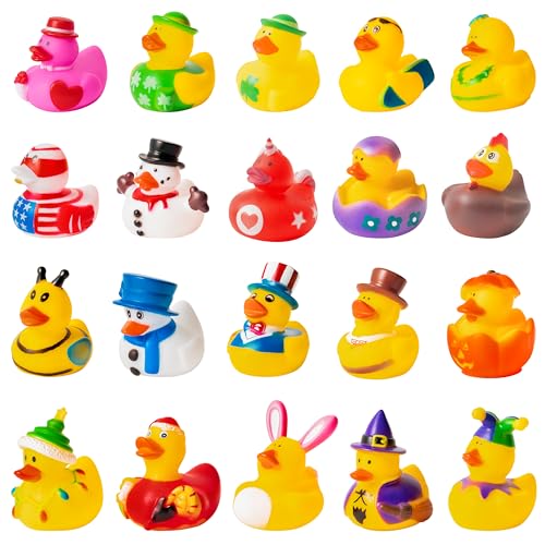 Haooryx 20Stück Seasonal Holiday Rubber Duckies Spielzeug für Kinder Neuheit Winter Weihnachten Herbst Gummi Ente Badespielzeug Studenten-Belohnungen Weihnachten Geburtstag Party Goodie Bag Zubehör von Haooryx