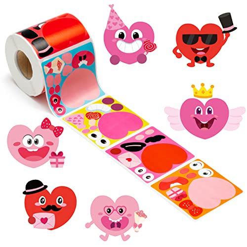 Haooryx Valentinstag DIY-Selbstklebende Sticker - 300 Stück Herz-Sticker Rollen, Rosa Und Rot, Geschenkverpackung, Bastelkärtchen, Kinder Klassenbelohnung, Party Dekoration von Haooryx