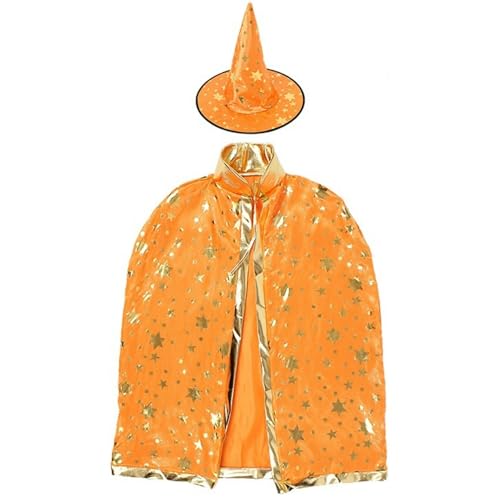 Halloween Zauberer Umhang Kostüm für Kinder Hexen Umhang Cosplay Kostüm für Kinder Halloween Weihnachten Karneval Verkleidungskostüm mit Hut von Haooyeah