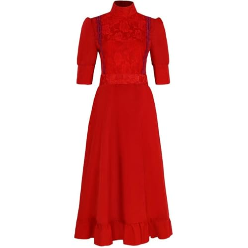 Haooyeah Horrorfilm-Perlenkostüm für Damen, rotes Gothic-Cosplay-Kleid mit kurzen Ärmeln, Halloween-Karnevalsparty, Kostüm für Verkleidung von Haooyeah