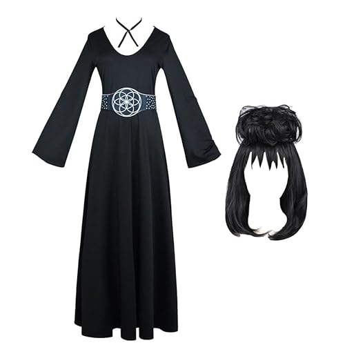 Haooyeah Lydia Deetz Cosplay-Kleid für Damen, Lydia Deetz, schwarzes Gothic-Kleid, Lydia Deetz, schwarzes Uniformkleid, Kostüm für Halloween-Karnevalsparty von Haooyeah