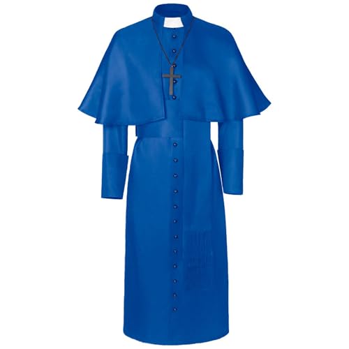 Haooyeah Mittelalterliches Priesterkostüm, Retro-Gothic-Umhang-Kostüm, Renaissance-Mönch, Priester-Cosplay-Robe, Kostüm für Halloween-Karnevalsparty von Haooyeah