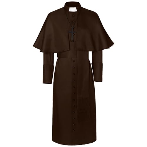 Haooyeah Mittelalterliches Priesterkostüm, Retro-Gothic-Umhang-Kostüm, Renaissance-Mönch, Priester-Cosplay-Robe, Kostüm für Halloween-Karnevalsparty von Haooyeah