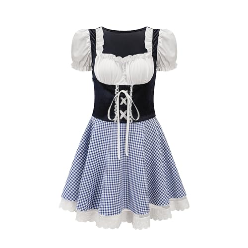 Haooyeah Oktoberfest-Kostüme für Damen, deutsches Biermädchen-Kostüm, traditionelles bayerisches Dirndlkleid mit Puffärmeln für Halloween-Karnevalspartys von Haooyeah