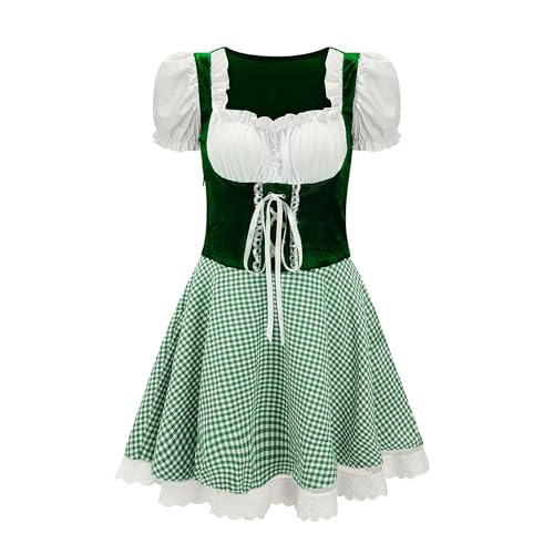 Haooyeah Oktoberfest-Kostüme für Damen, deutsches Biermädchen-Kostüm, traditionelles bayerisches Dirndlkleid mit Puffärmeln für Halloween-Karnevalspartys von Haooyeah