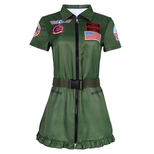 Kampfpilotenkostüm für Damen, Astronautenkostüm, Luftwaffenkostüm, Halloween, Weihnachten, Karneval, Party, Verkleidungskostüm von Haooyeah