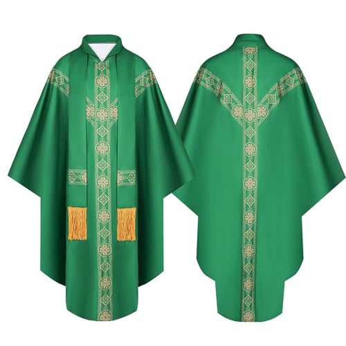 Unisex-Priesterrobe-Kostüm, mittelalterlicher Kirchenmantel, Priestermantel, Mönch, Zauberer, Cosplay, langer Umhang, Robe, Kostüm für Halloween, Weihnachten, Karneval von Haooyeah