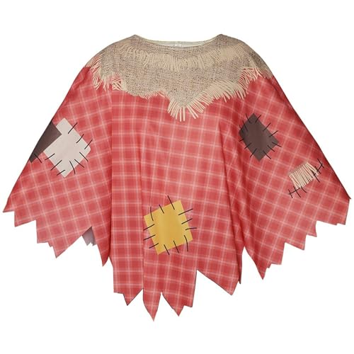 Vogelscheuchen-Poncho-Kostüm Vogelscheuche rot kariert Cosplay-Poncho-Kostüm Halloween Karnevalsparty Kostüm von Haooyeah