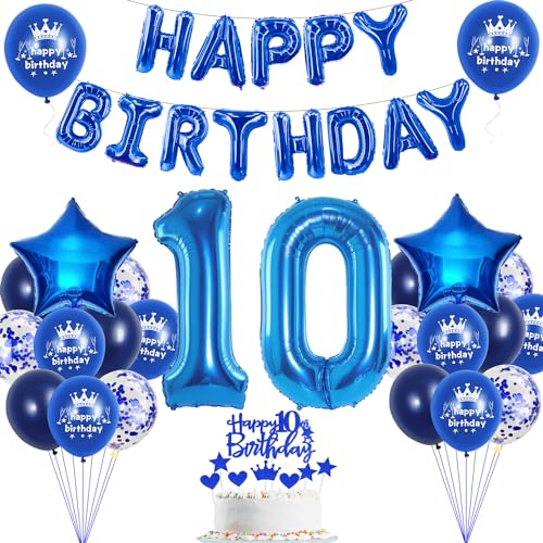 10. Geburtstag Dekoration Blau 10. Geburtstag Deko Junge Blau Tortendeko Geburtstag 10 Jahre Junge Party Deko Blau Luftballon 10 Geburtstag Blau 10 Geburtstag Mädchen Junge Ballon Marineblau von Haosell