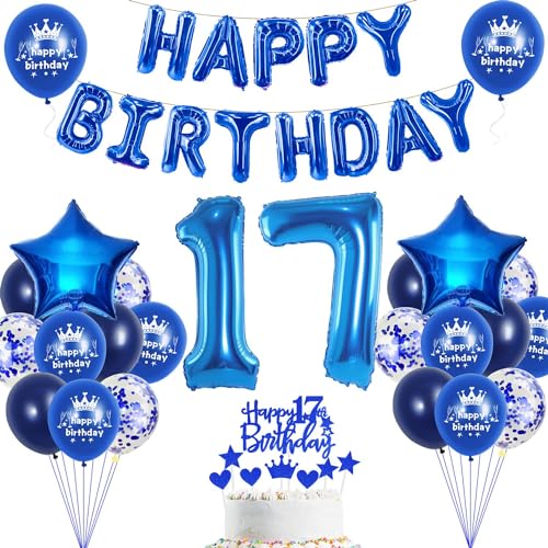 17. Geburtstag Dekoration Blau 17. Geburtstag Deko Junge Blau Tortendeko Geburtstag 17 Jahre Junge Party Deko Blau Luftballon 17 Geburtstag Blau 17 Geburtstag Mädchen Junge Ballon Marineblau von Haosell